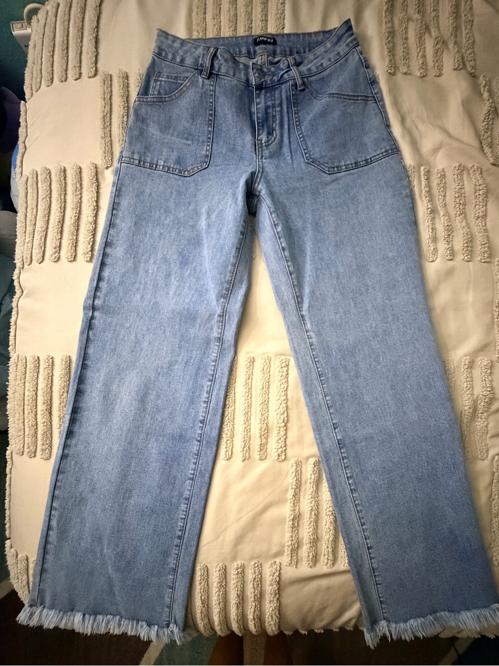 Flamingals light wash wide leg jeans